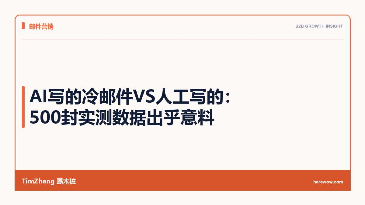 AI写的冷邮件VS人工写的:500封实测数据出乎意料 - TimZhang踢木桩