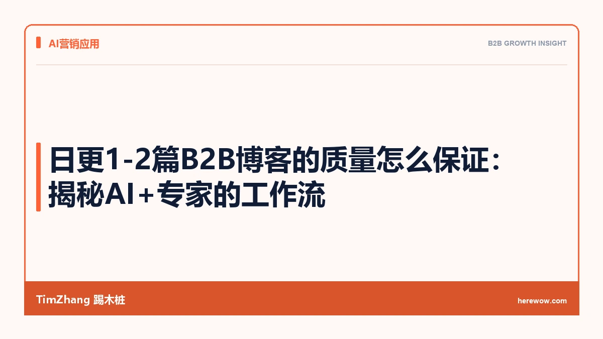 日更1-2篇B2B博客的质量怎么保证:揭秘AI+专家的工作流