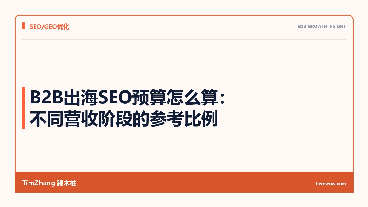 B2B出海SEO预算怎么算:不同营收阶段的参考比例 - TimZhang踢木桩