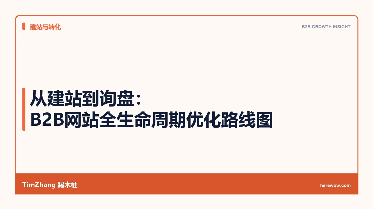 从建站到询盘:B2B网站全生命周期优化路线图 - TimZhang踢木桩