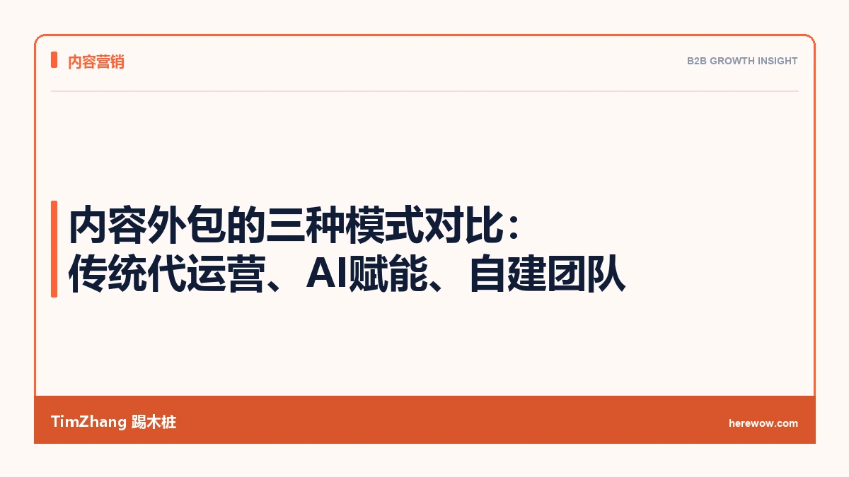 内容外包的三种模式对比:传统代运营、AI赋能、自建团队 - TimZhang踢木桩