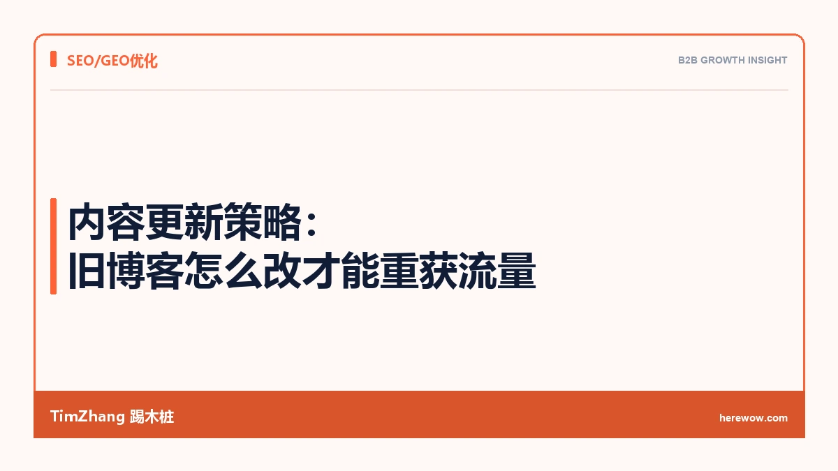 内容更新策略:旧博客怎么改才能重获流量 - TimZhang踢木桩