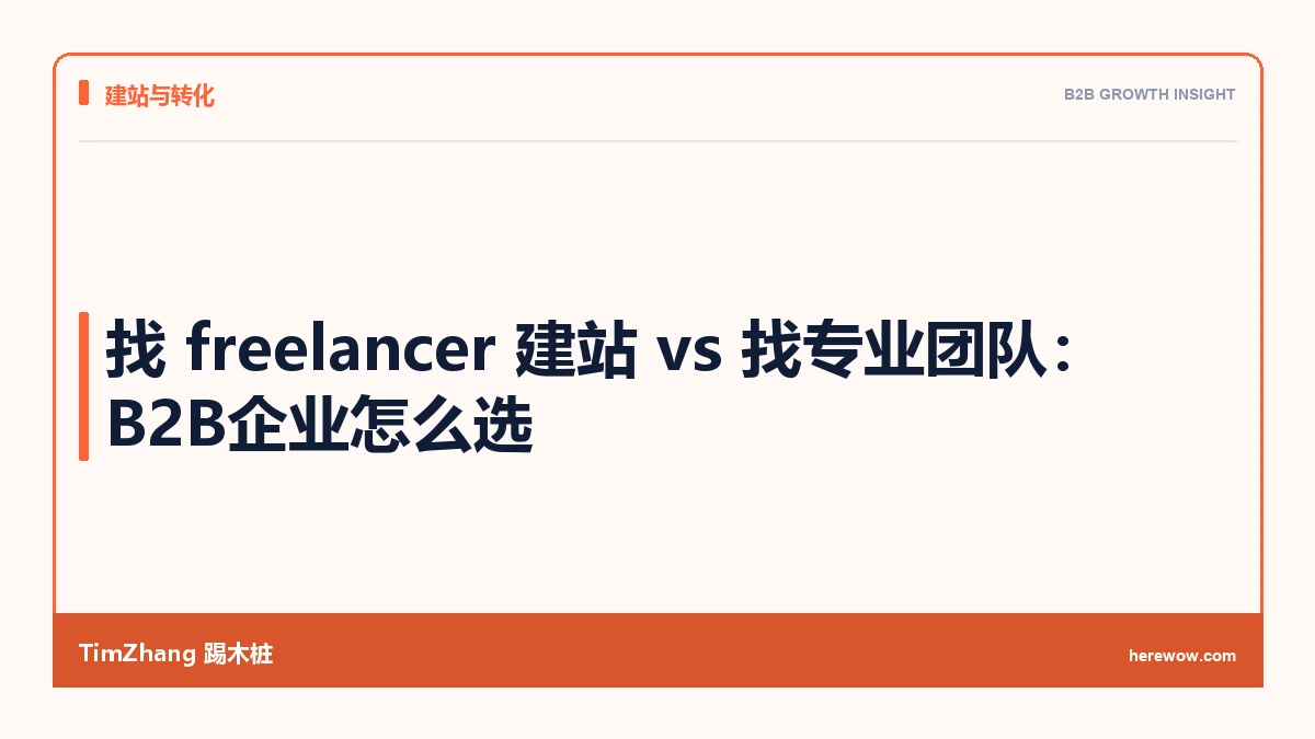 找 freelancer 建站 vs 找专业团队:B2B企业怎么选 - TimZhang踢木桩