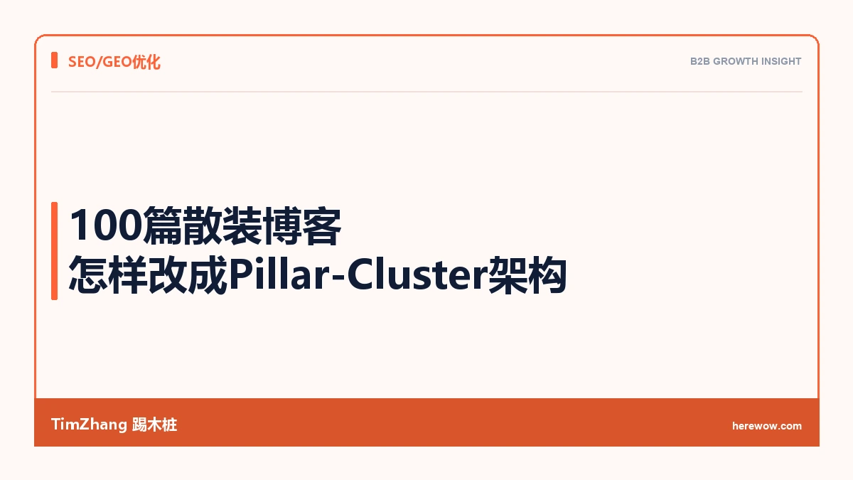 把100篇散装博客改成Pillar-Cluster架构后,这个网站的自然流量涨了3倍 - TimZhang踢木桩