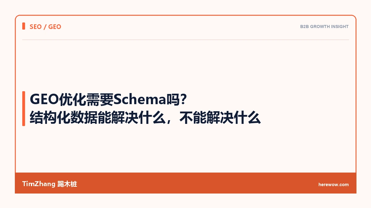 GEO优化需要Schema吗:结构化数据能解决什么,不能解决什么