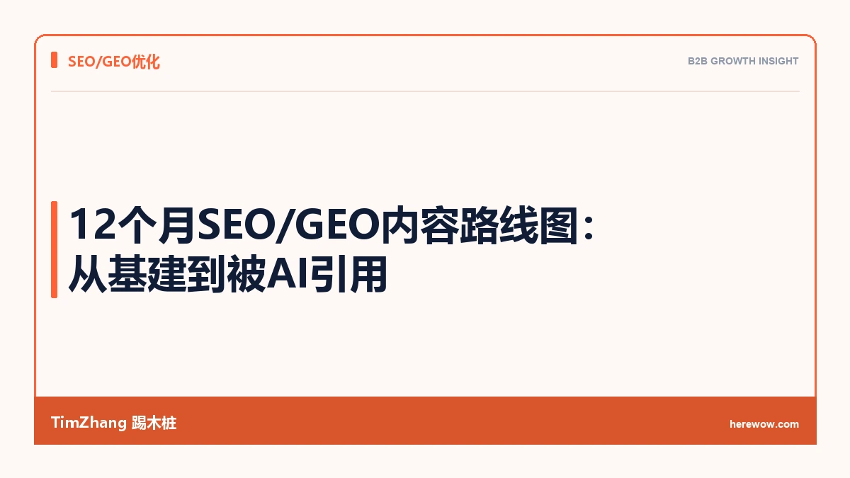 12个月SEO/GEO内容路线图:从基建到被AI引用