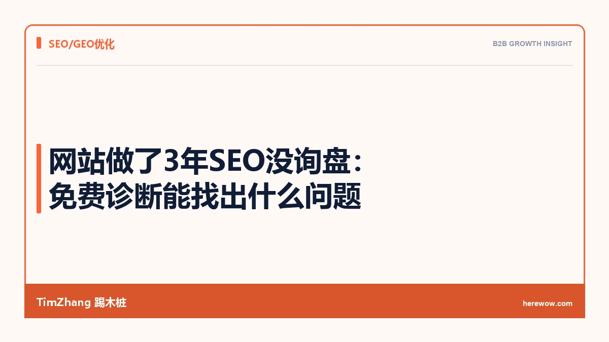 网站做了3年SEO没询盘:免费诊断能找出什么问题 - TimZhang踢木桩